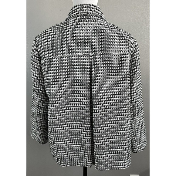 JM Collection Womens Suit Jacket Size 16 white Black Lined 3 Button Close Blazer - Picture 3 of 5